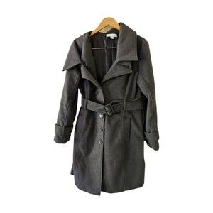 New‎ York & CO Belted Trench Coat Long Gray Lined XL